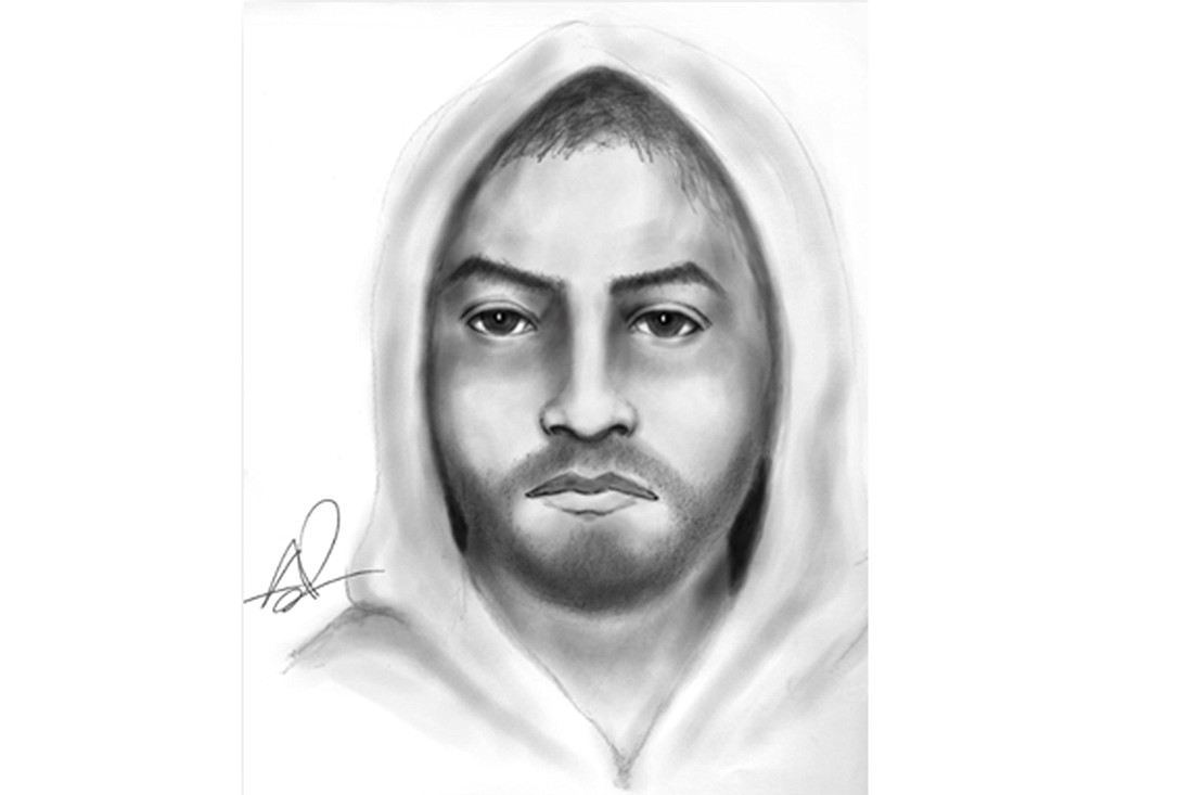 Police released this composite sketch of the suspect, described as a white male in his 20sÂ with a thin build, brown hair and facial hair.