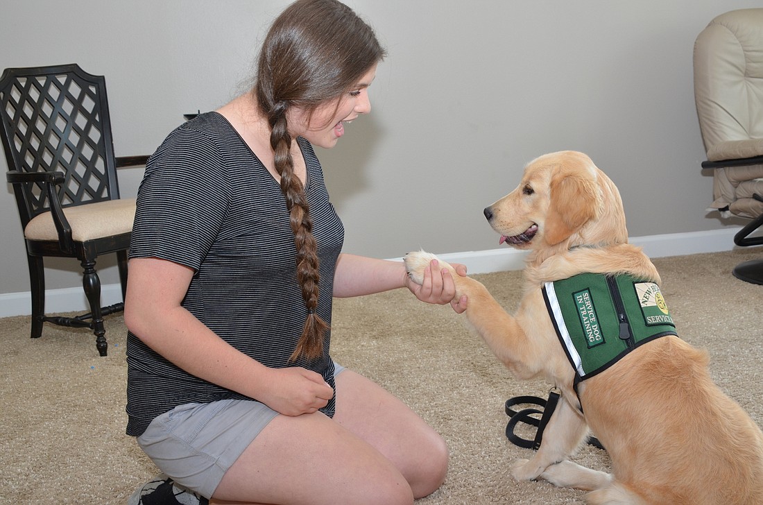 Ashton Kaatz, 15, is training 6-month-old Duchess to help someone who needs assistance through New Horizons Service Dogs.
