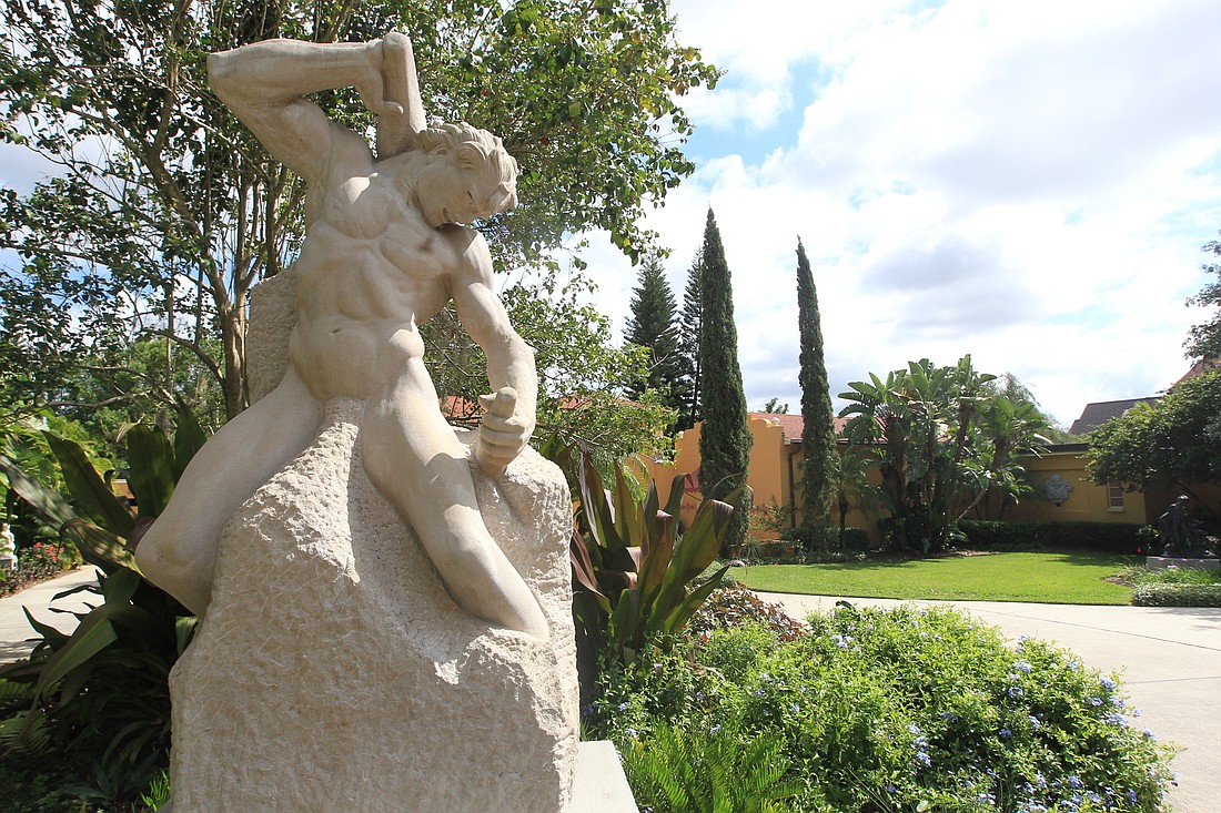 Troy Herring â€œMan Carving His Own Destinyâ€ is featured in the sculpture garden at the Albin Polasek Museum.