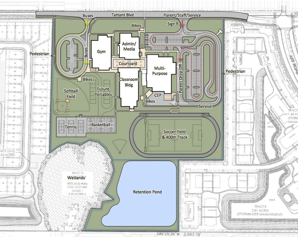 This site map shows the designs thus far of the relief middle school.