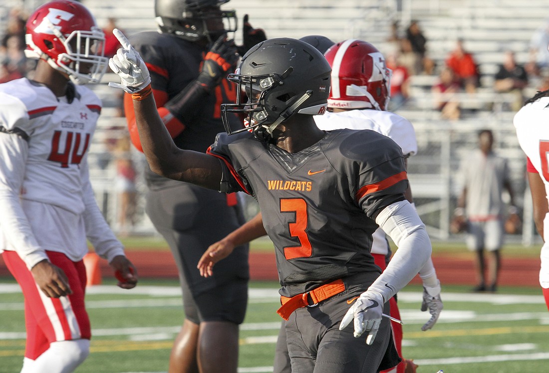 Cameron Brown celebrates after making a play.