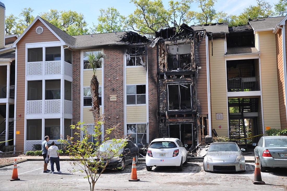 An apartment building in the Twelve Oaks at Windermere complex was gutted by flames after a fire broke out early this morning.