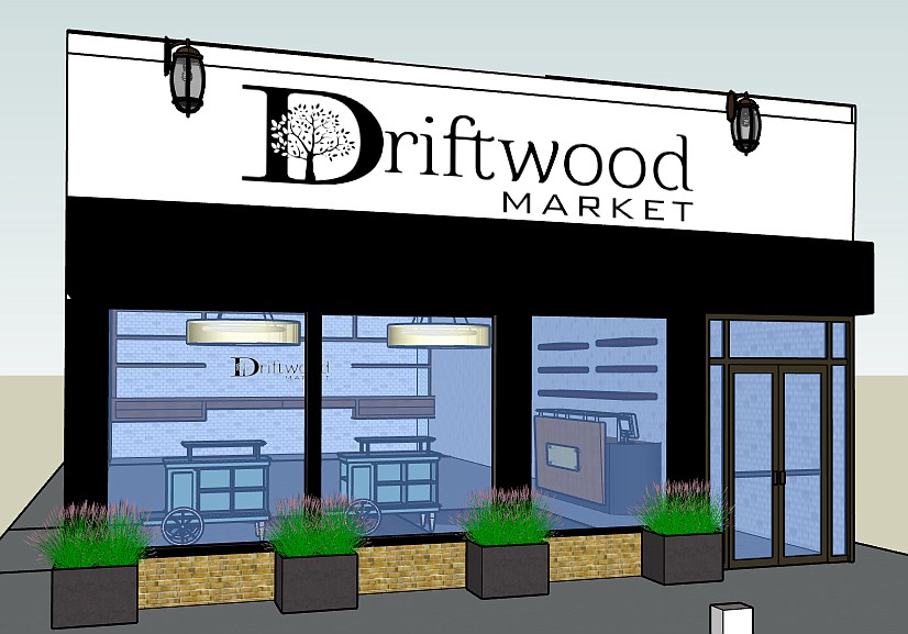 A rendering of Driftwood Marketâ€™s storefront shows what the Winter Garden location could look like.