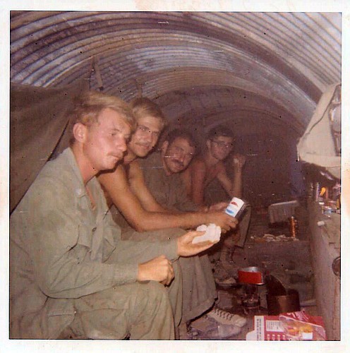 Lee Tefertiller and his fellow soldiers bunked in a culvert pipe while fighting in Vietnam.