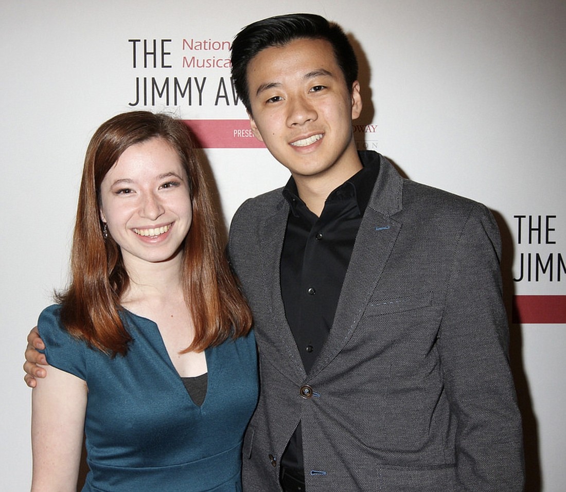 Clarissa and her fellow student reporter at the Jimmy Awards.