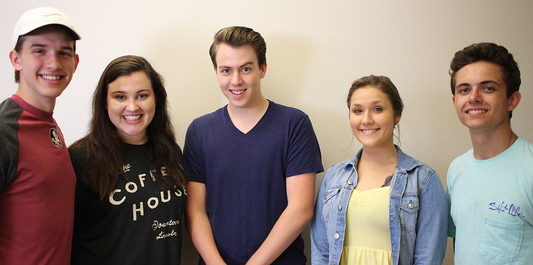 West Orange High theater students Patrick DuChene, left, Isabel Sugrue, Alex Mohr, Jessie Roddy and Patrick Franks are just some of the thespians who made up the cast of â€œBright Star.â€