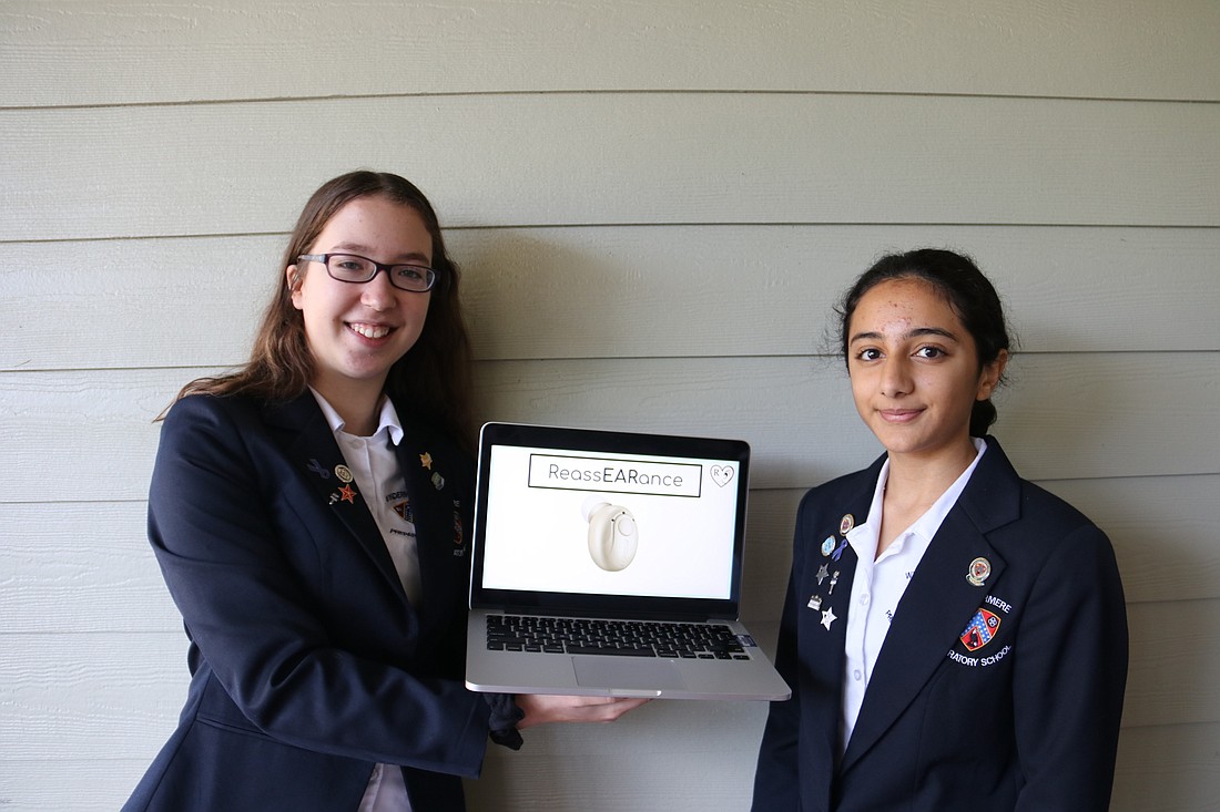 Annabelle Kessler, left, and Leena Masood came up with a product that uses music, positive affirmations and/or other sounds to help alleviate symptoms of anxiety.