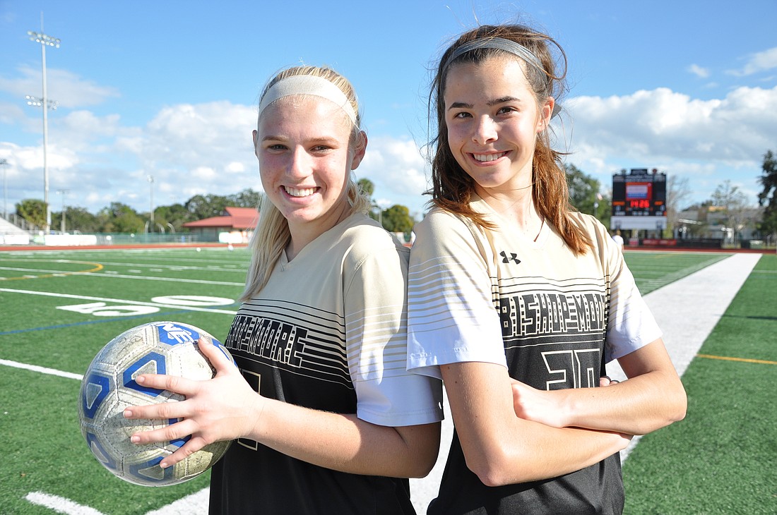 Sarah Doyle and Rachel Hatton from Bishop Moore were excited to take the field for the showcase.