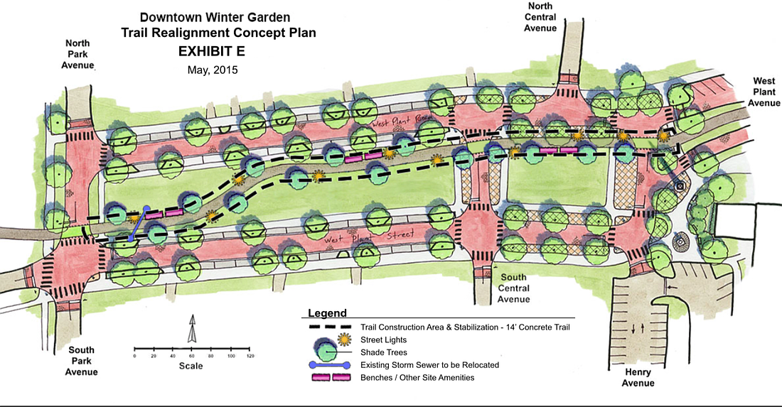 The conceptual plan for the trail realignment project. (Courtesy of the city of Winter Garden)