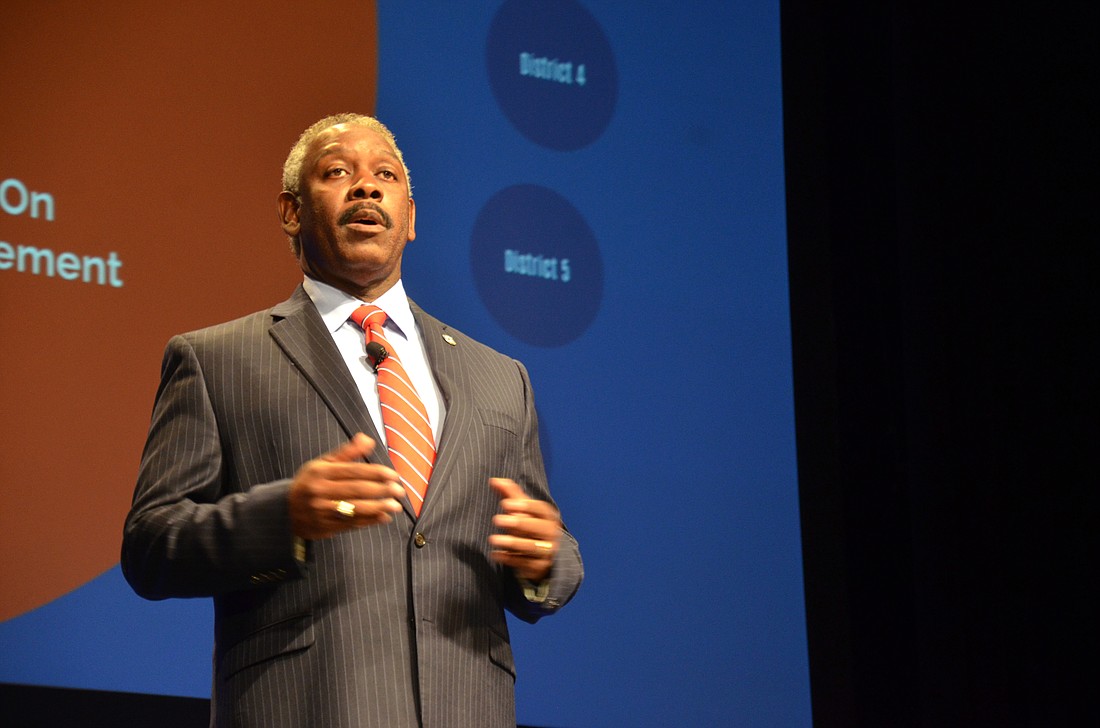Jerry Demings, the mayor of Orange County, gives his first State of the County speech to an audience of approximately 1,500 on May 16 at the Orange County Convention Center in Orlando.