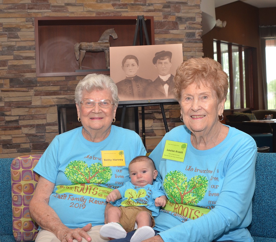 Betty Harvey, left, Louise Krazit and Jaxson Krazit represented the oldest and youngest generations in attendance at the family reunion.