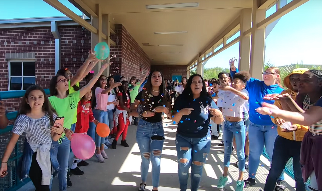 The lip-dub video was filmed throughout the Gotha Middle School campus.