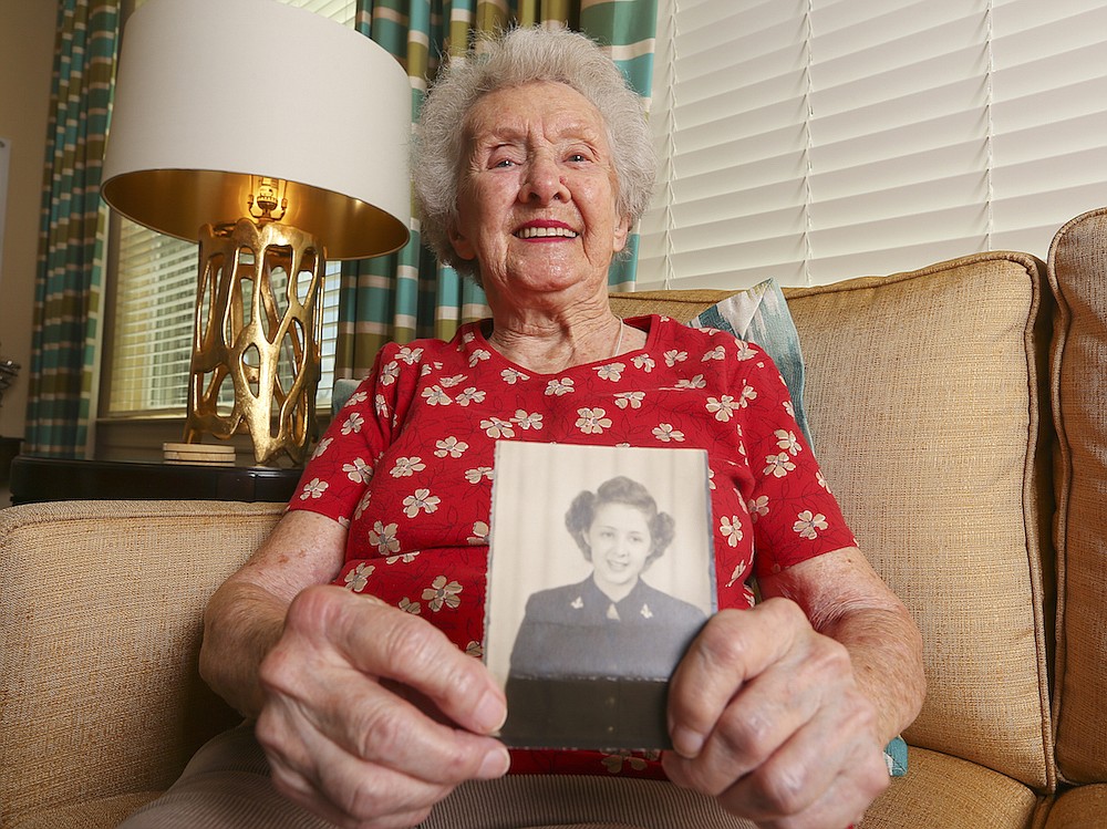 Evelyn Doss served in the womenâ€™s branch of the Naval Reserve during World War II. Photo by Troy Herring
