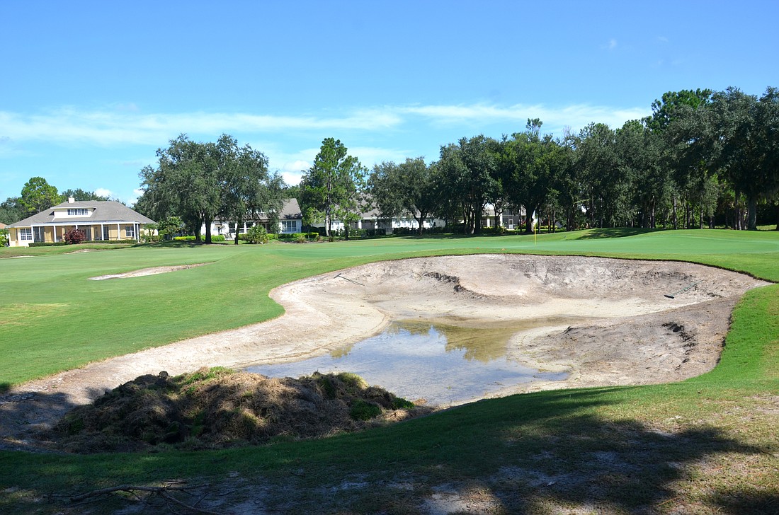 The bunkers on the course are in various stages of renovation.