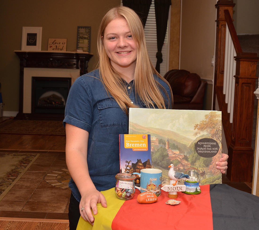 Marli Watson returned home with many gifts, including a picture book from a flea market, a piece of the Berlin Wall, a painted rock she found and traditional German candy.