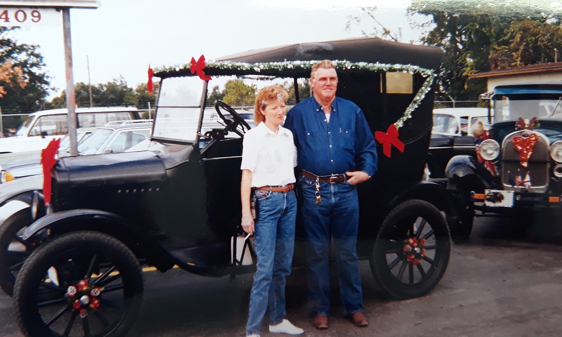 Ann and Ralph Johnson regularly decorated their antique cars for the Ocoee and Winter Garden Christmas parades.