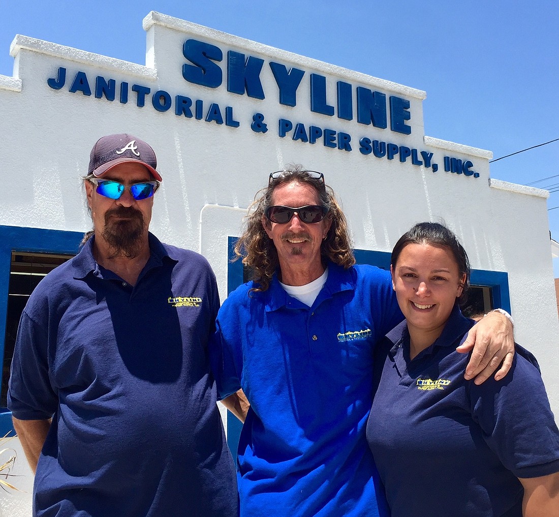 John, Johnny and Kristin, graduates of Matthew's Hope's Moving Forward program,are employed by Matthew's Hope community partners Skyline Janitorial & Paper Supply Inc.