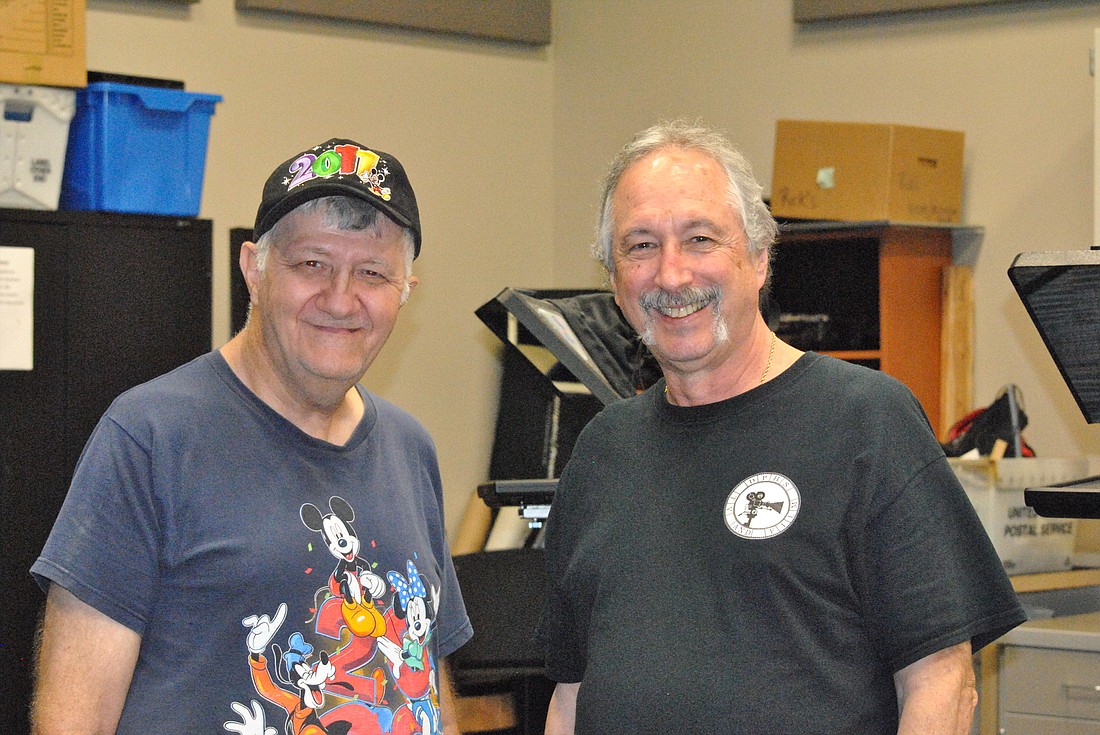 Elliot Schwartz, right, with his assistant John Cornell, 67, is leaving Dr. Phillips High School to take a position with the Florida Film Academy