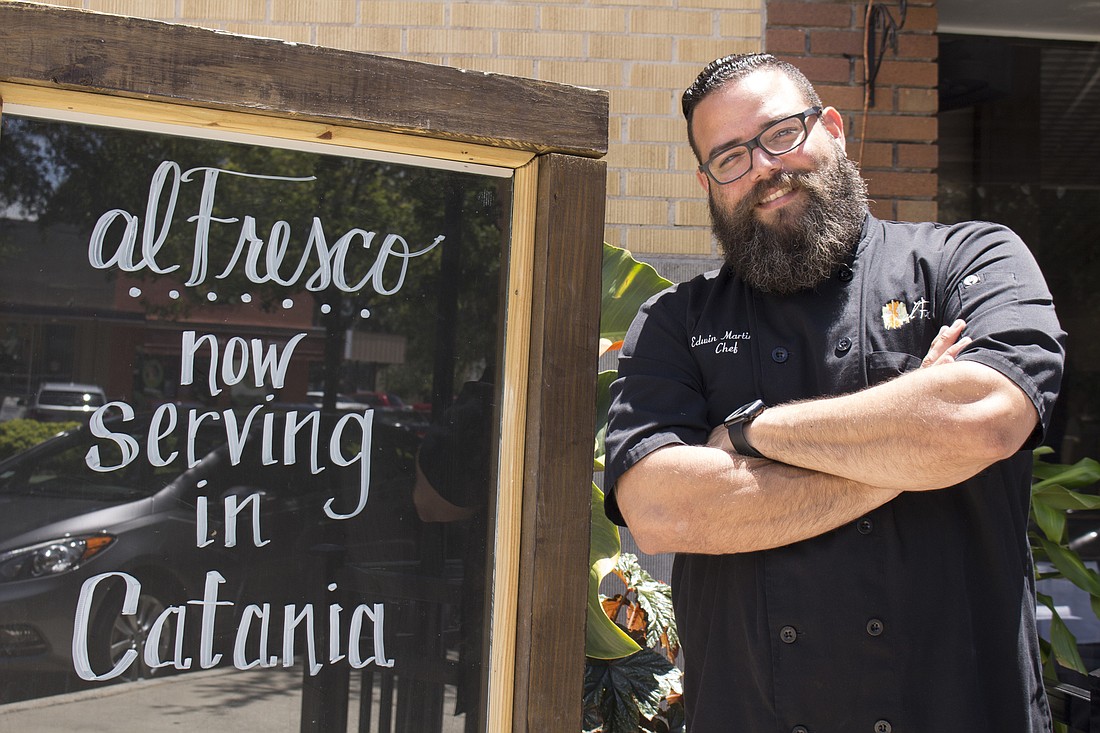 Edwin Martinez, the chef for alFresco restaurant, is excited to have the restaurant relocated to a more visible area on Plant Street.