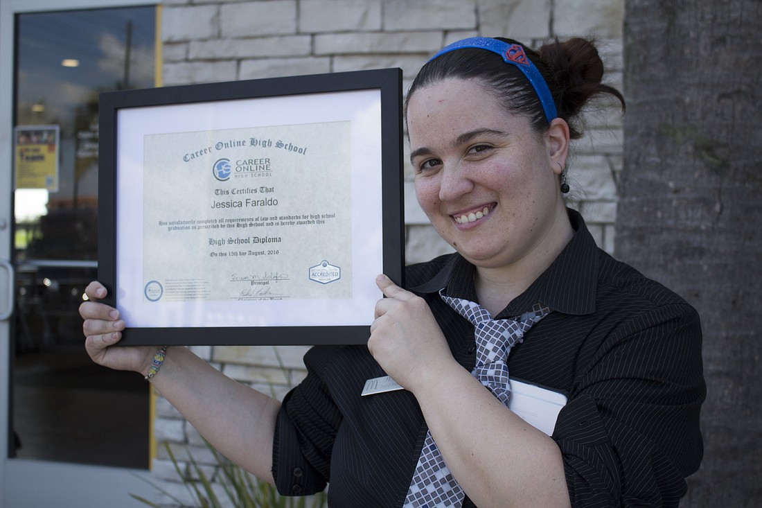 Jessica Faraldo, a Mcdonald's employee, recently completed all the credits she needed to acquire her high school diploma.
