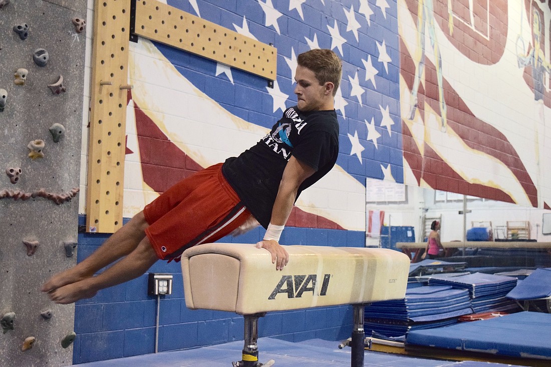 Pommel horse requires significant core strength.