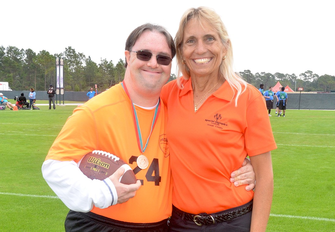 John David Haywood and Laurie Chmielewski were all smiles at the Special Olympics Florida 2016 State Fall Classic this past weekend at Disneyâ€™s Wide World of Sports.