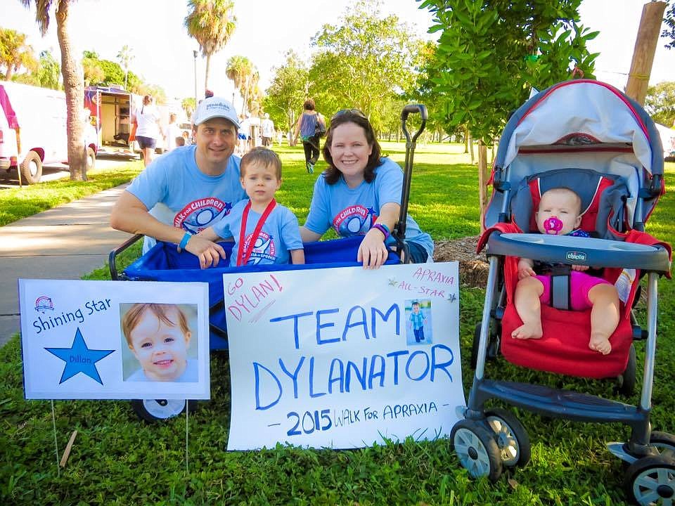 The Cannon family all attended the Tampa Bay Walk for Apraxia last year. From left: Jason, Dylan, Kara and Ashlyn Cannon.