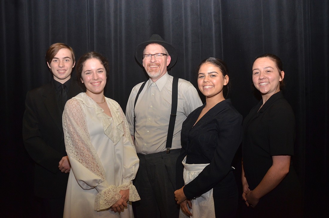 Ocoee High cast members including Joseph Treywin, left, Maegan Conlon, faculty member Jeff Cook, Anagabriella Pineiro and Carol Pickett are excited to see their hard work come to life.