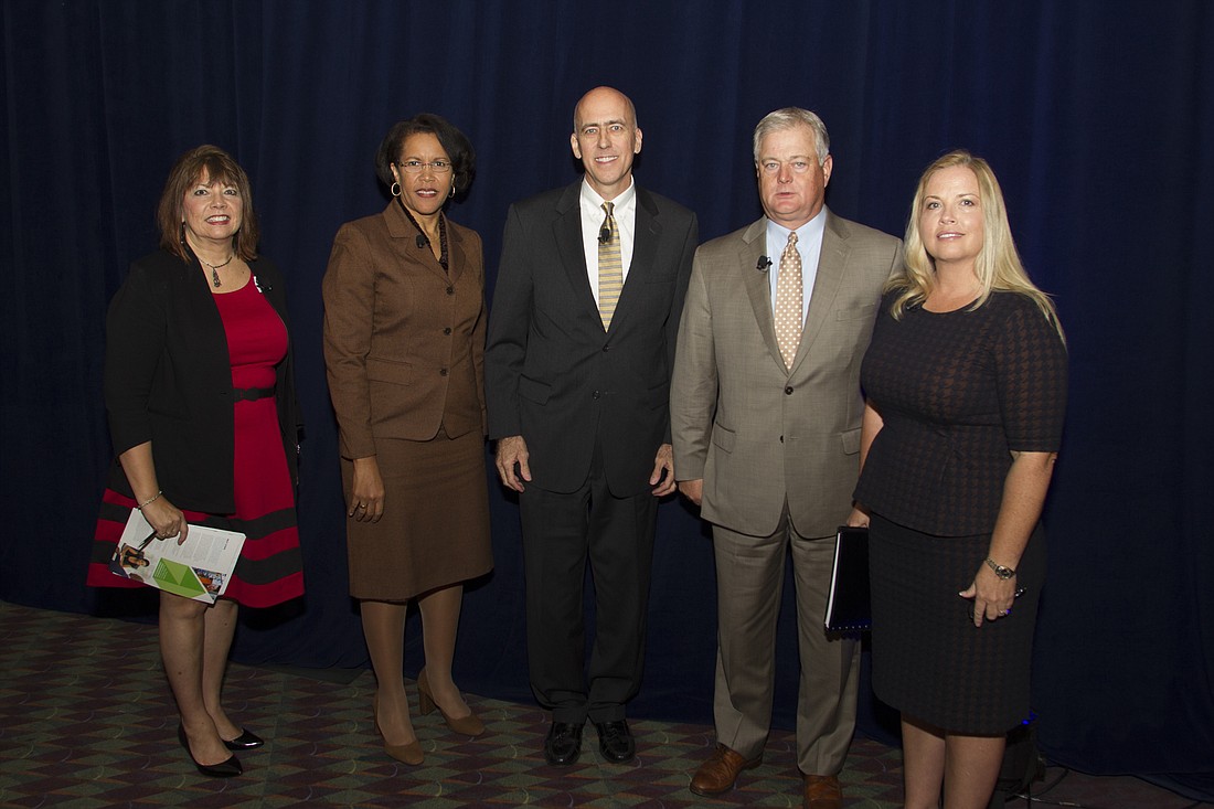 From Left: Pam Nabors, Barbara Jenkins, Thad Seymour, Sanford "Sandy" Shugart and Crystal Sircy comprised the Workforce Development Panel. (Courtesy of Orange County)