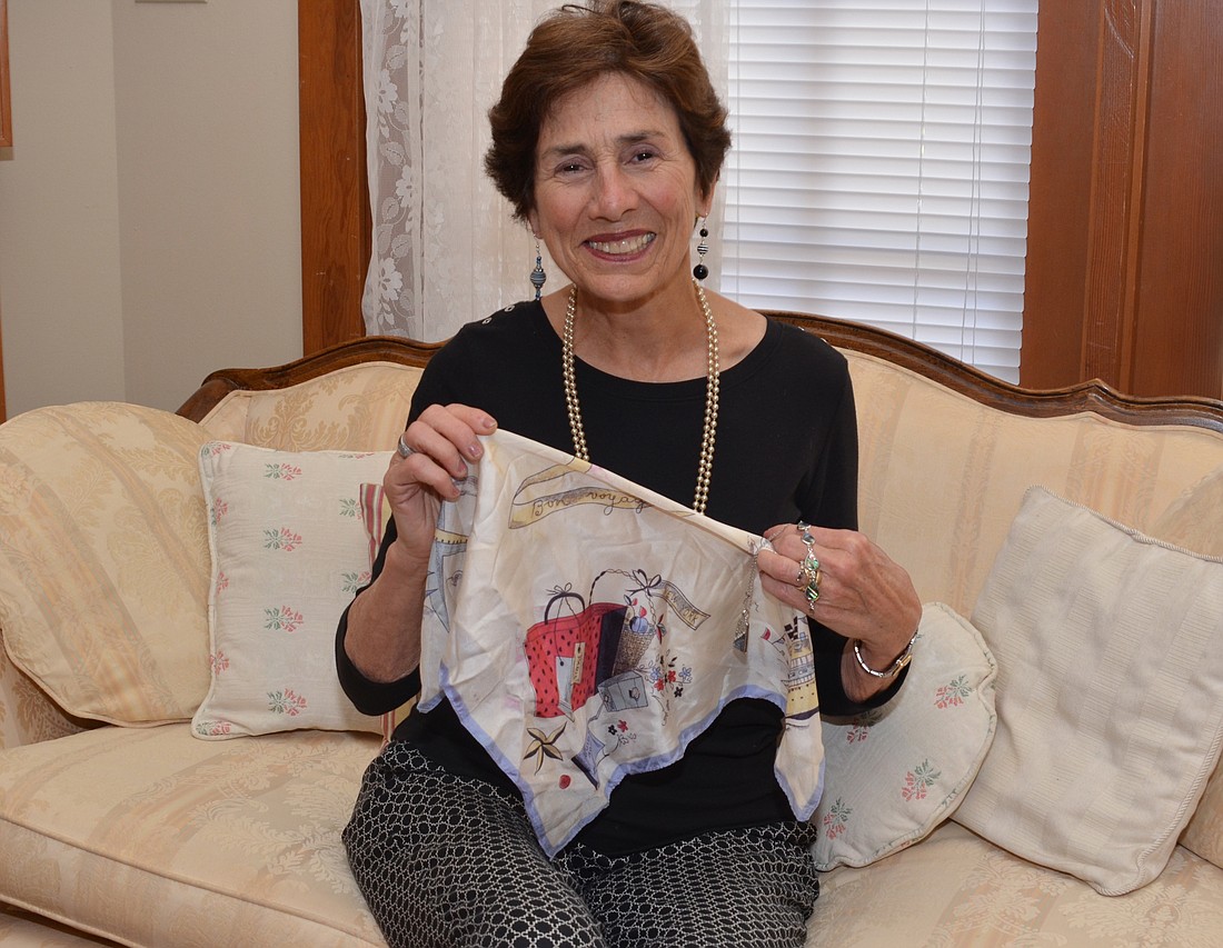 Karen Brown treasures the gifts from her pen pal of 66 years, including a scarf, pearls and necklace-and-earring set.