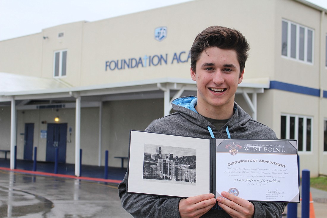 Windermere resident Evan Fitzgibbon, a senior at Foundation Academy, was elated to hear of his acceptance to the United States Military Academy at West Point.