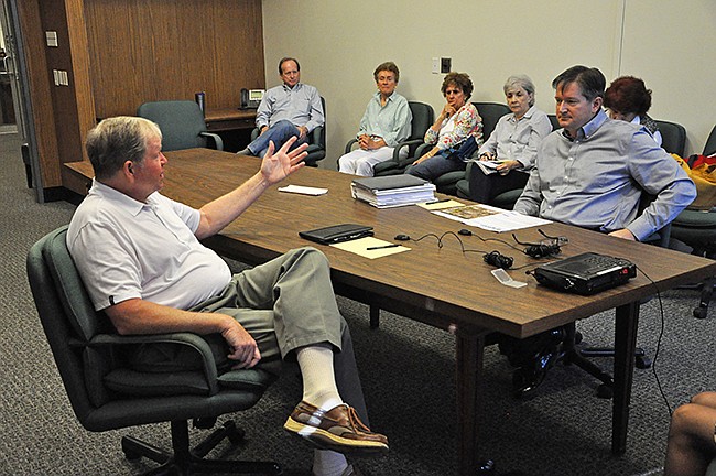 Photo by: Tim Freed - Commissioners Pete Weldon, left, and Greg Seidel, right, talk about preservation on Wednesday.