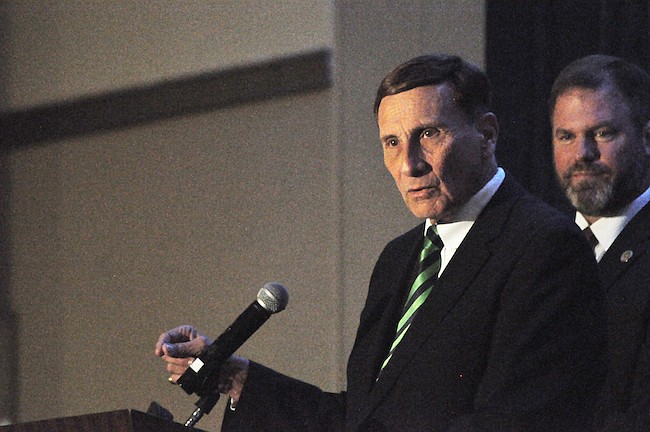 Photo by: Tim Freed - Former Congressman John Mica became the first-ever recipient of the Winter Park Mayor's Founders Award at the Winter Park State of the City luncheon last Friday.