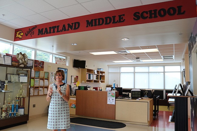 Photo by: Hilary Winocoor - Maitland Middle School teacher Dawn Dunham was one of three teachers to receive the League Educator Apple Award nationwide for her work incorporating musical theater into her civics lesson plans.
