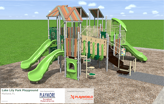 Photo: Rendering courtesy of City of Maitland - Maitland will celebrate the grand reopening of the Lake Lily Park playground at the Maitland Farmers Market on Sunday, Oct. 2.