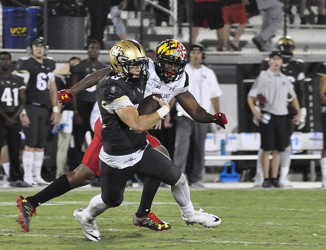 Photo by: Isaac Babcock - The UCF Knights suffered a heartbreaking loss to the Maryland Terrapins on Saturday, with quarterback McKenzie Milton losing the ball to a controversial call a few yards short of the end zone.