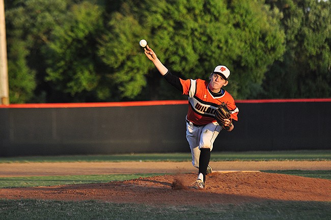 Photo by: Isaac Babcock - Winter Park pitcher Jaison Heard struck out five batters and blasted a home run over the left field wall in a dominating 10-3 win over Manatee Thursday.
