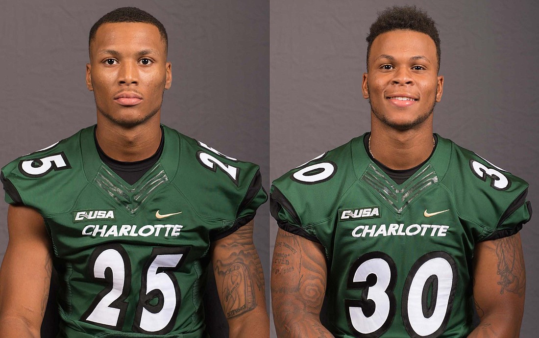 Denzel Irvin, left, and brother Darius Irvin will take the field together for the Charlotte 49ers tonight.