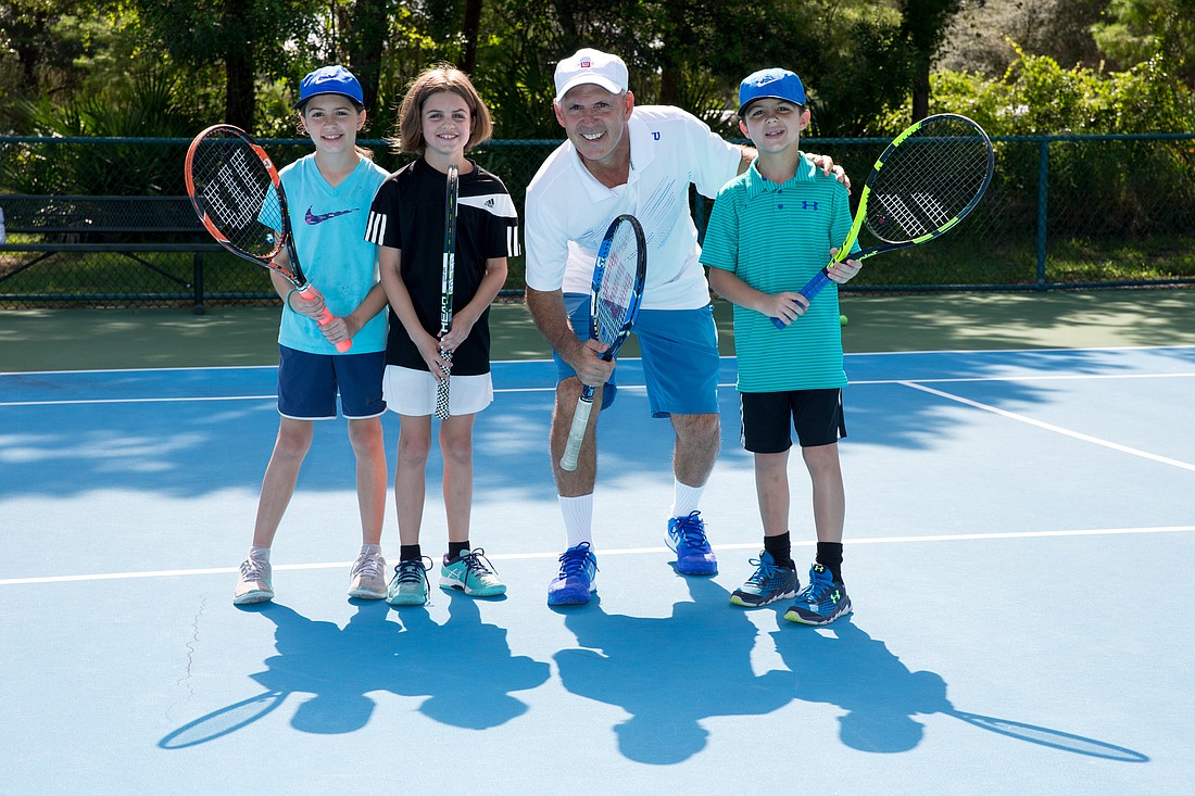 The Mertz siblings â€“ Taylor, left, Brooke and Connor â€“ are students at the Lake Cane Tennis Center under Marcelo Gouts and other staff coaches.