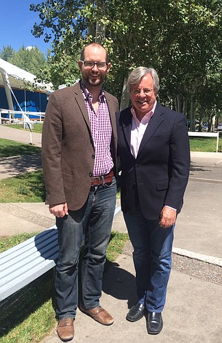 Phillip Sink, winner of this year's Hermitage Prize, and Bruce Rodgers, executive director of the Hermitage Artist Retreat, in Aspen, Colorado.
