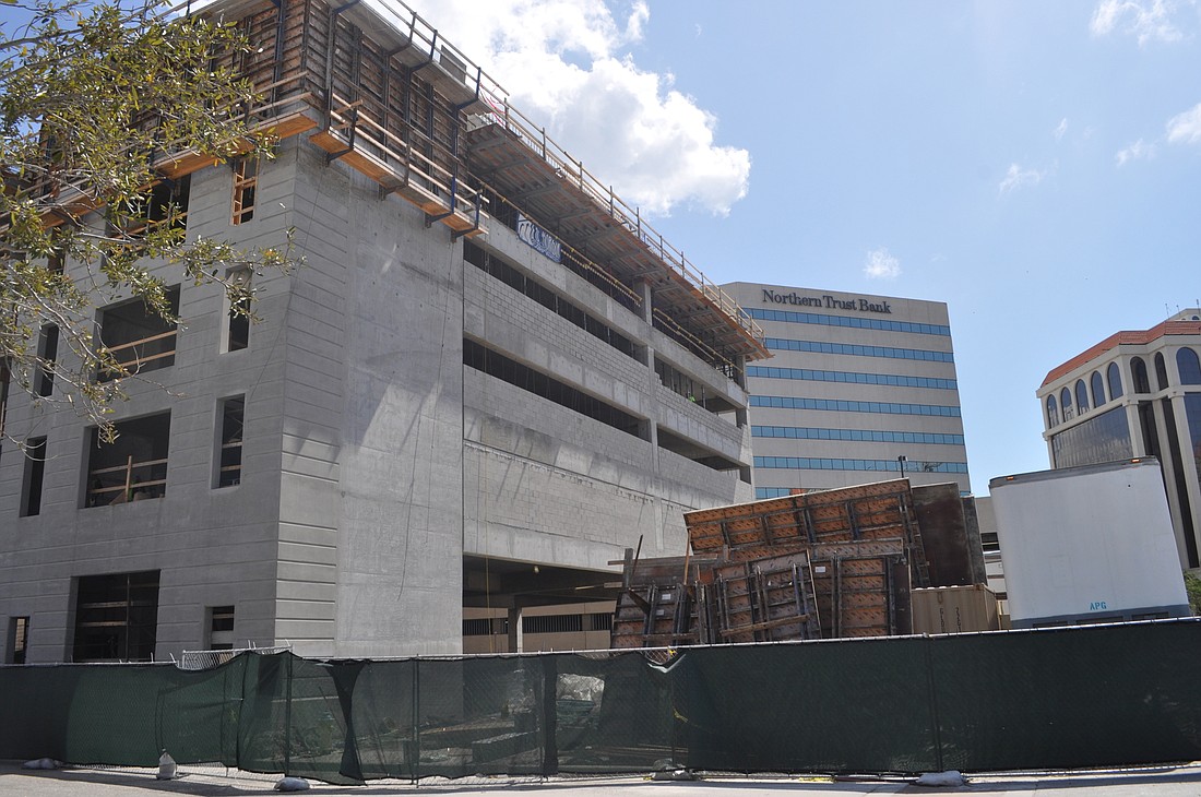 Construction is still ongoing at the future home of the State Street parking garage.