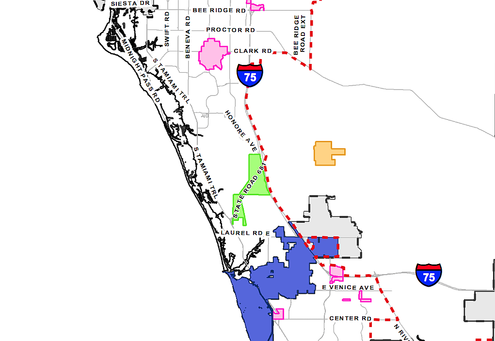 Hugh Culverhouse Jr. has maintained developers Randy Benderson and Henry Rodriguez unlawfully cut him out of a lucrative development deal in south Sarasota County (shown in green.)