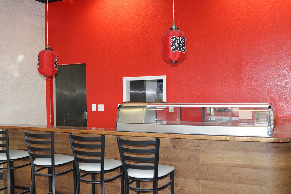 The sushi bar will be ready for customers when Yuki Sushi opens.