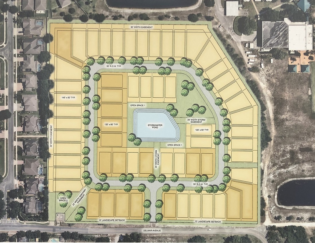 The proposed 62-home residential development would be accessed via Delmar Avenue.