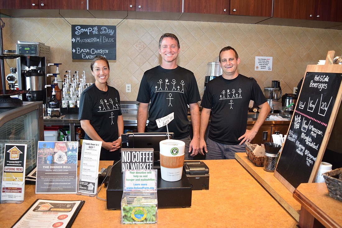 Danielle Hendrix House Blend Cafe managers Kelly and Josh Taylor, and Jonathan Daigle, love being part of a movement to feed hospital workers during this time.