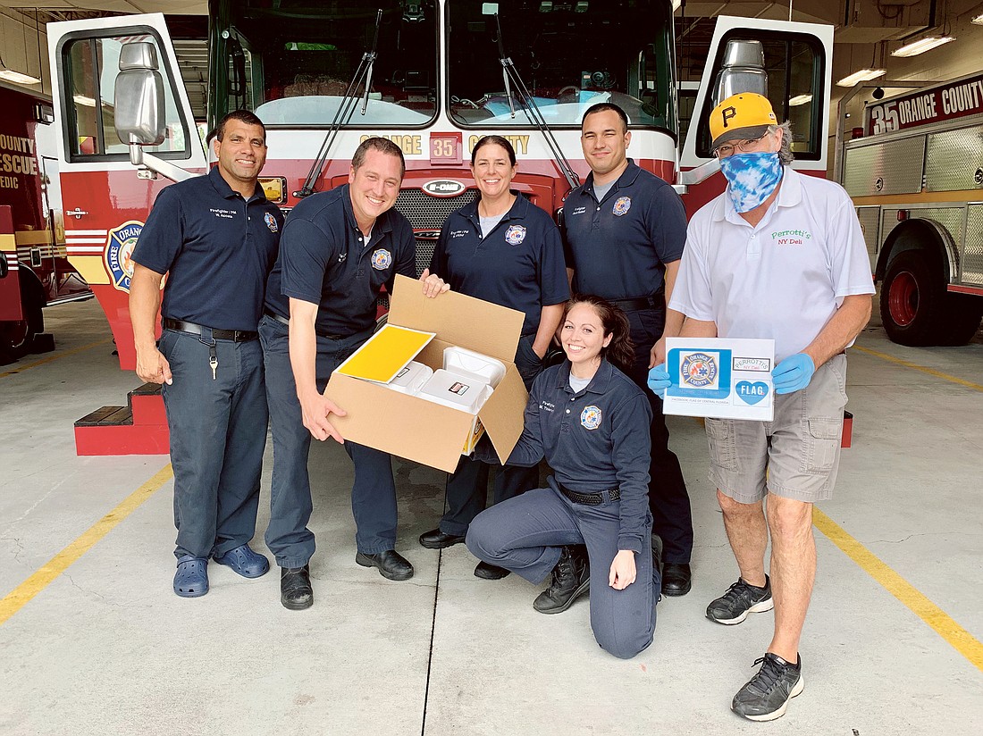 Thanks to donations made to FLAG, Perrottiâ€™s NY Deli was able to deliver food to three Orange County Fire Rescue stations along State Road 535. (Courtesy photo)