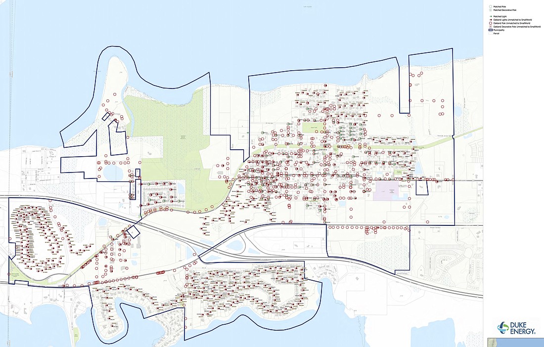 This map marks all of the street lights in Oakland.