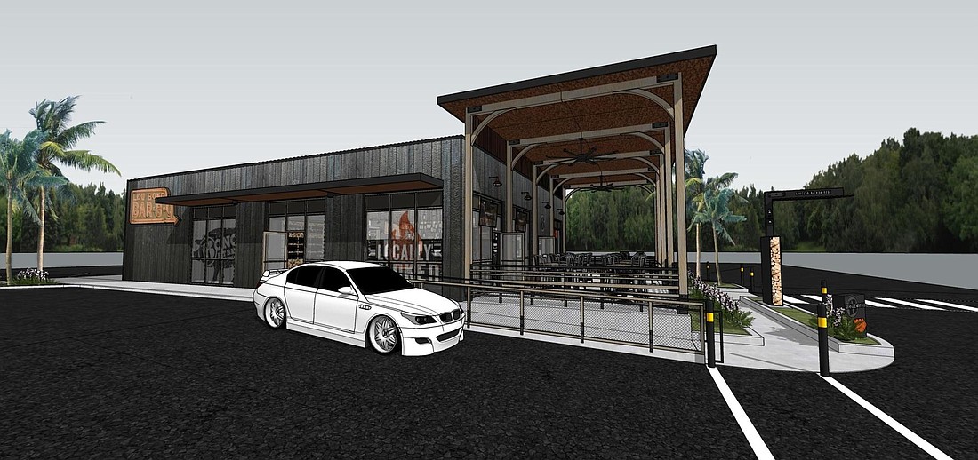 A rendering of the Bonoâ€™s Pit Bar-B-Q planned for 10065 Skinner Lake Drive.