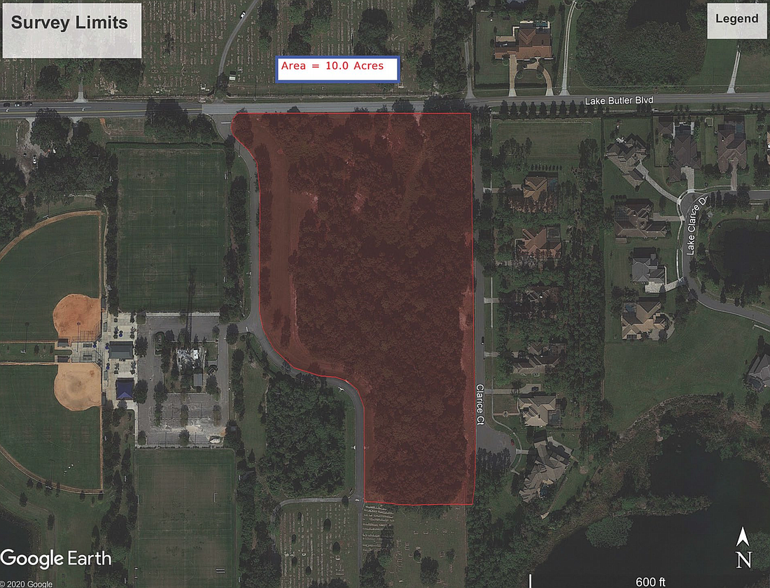 The cemetery expansion will be south of Lake Butler Boulevard. (Courtesy)