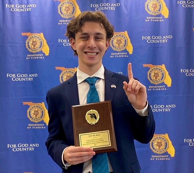 Max Schaked took first place in the American Legionâ€™s state oratorical competition.